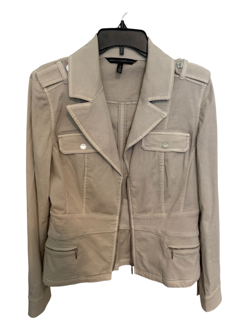 White House Black Market Taupe Utility Jacket - Women's Zip Front